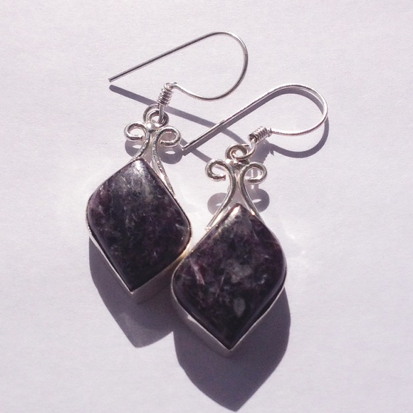 Natural Charoite Earrings - Picture 2 of 5